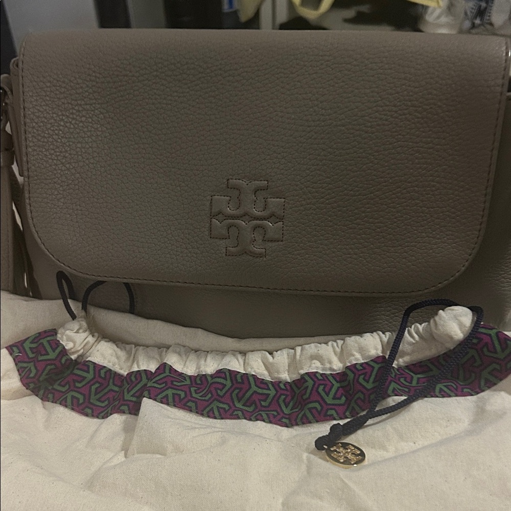Tory Burch Taupe Leather Crossbody Bag